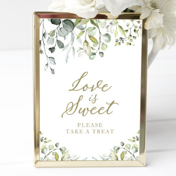 Cute Greenery Eucalyptus Love Is Sweet Sign by StampsbyMargherita at Zazzle
