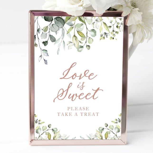 Cute Greenery Eucalyptus Love Is Sweet Sign (Creator Uploaded)