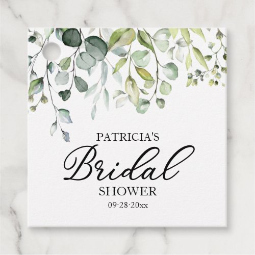 Cute Greenery Eucalyptus Watercolor Bridal Shower Favor Tags