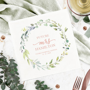 Cute Greenery Eucalyptus Wreath Bridal Shower Napkins