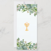 Cute Greenery First Communion Bookmark in Spanish (Back)