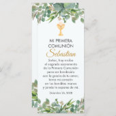 Cute Greenery  First Communion Bookmark in Spanish (Front/Back)
