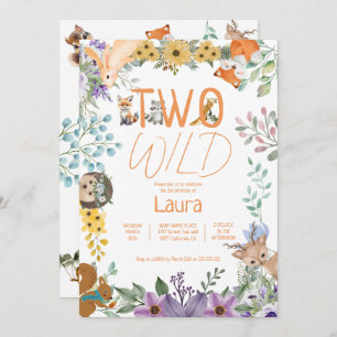 Cute greenery forest animals woodland 2nd birthday invitation