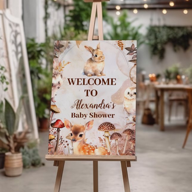 Cute Greenery Forest Animals Woodland Baby Shower Foam Board (Creator Uploaded)