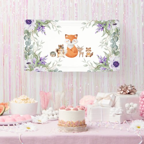 Cute greenery forest animals woodland bring banner