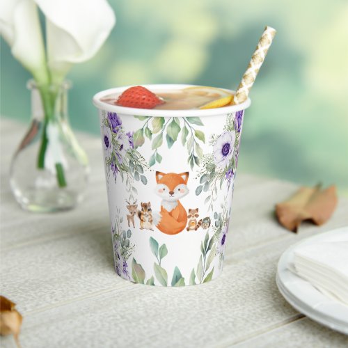 Cute greenery forest animals woodland bring paper cups
