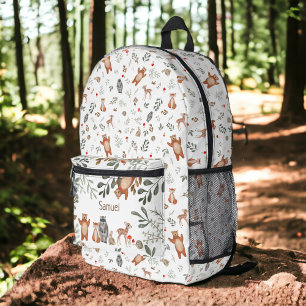Cute greenery forest animals woodland pattern printed backpack