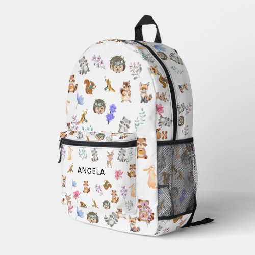 Cute greenery forest animals woodland pattern printed backpack