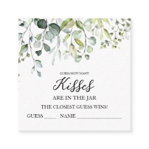 Cute Greenery Guess How Many Kisses Cards