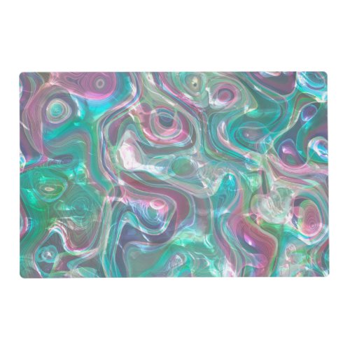 Cute Greenery Pink Blue Abstract Marble Pattern Placemat