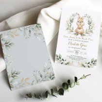 Cute Greenery Rabbit Easter Bunny Birthday Party Invitation