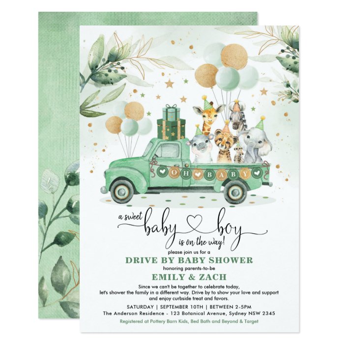 gold safari baby shower invitations