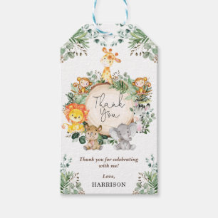 Cute Greenery Safari Jungle Animals Thank You Gift Tags