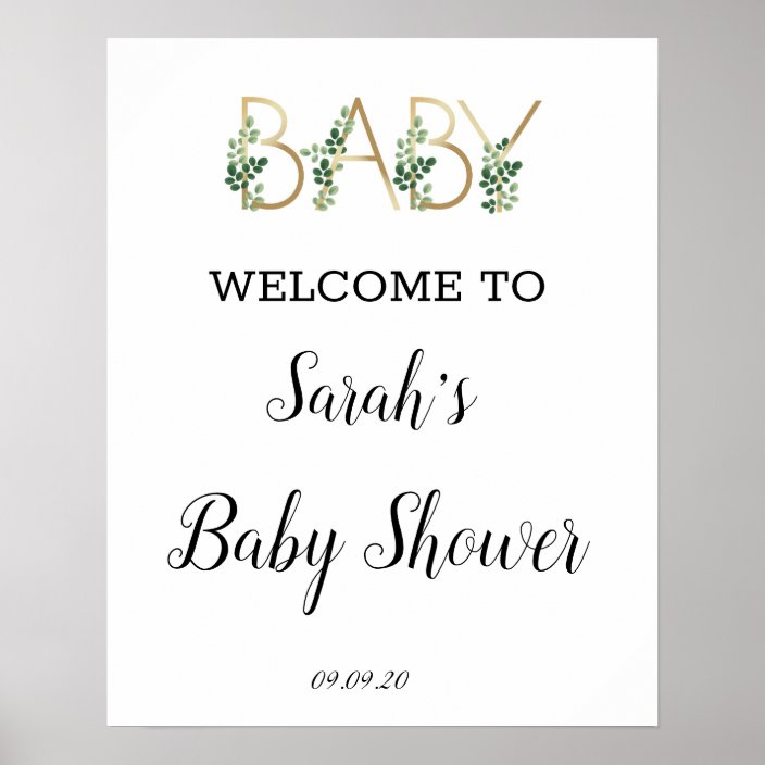 cute-greenery-slogan-baby-shower-welcome-poster-zazzle