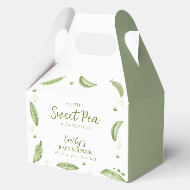 Cute Greenery Veggie Sweet Pea In Pod Baby Shower  Favor Boxes (Back)