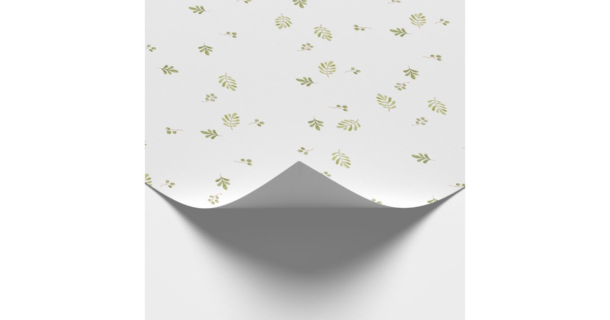 Cute Greenery Watercolor Plants Baby Shower Wrapping Paper | Zazzle