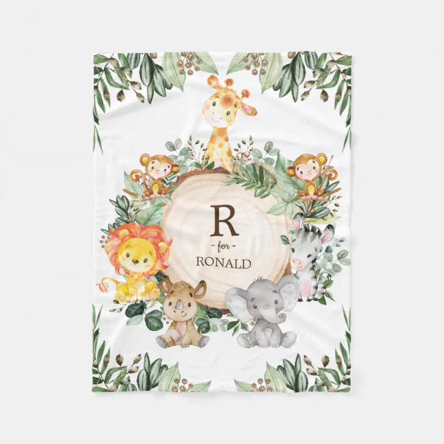 Cute Greenery Wild Jungle Safari Animals Nursery Fleece Blanket | Zazzle