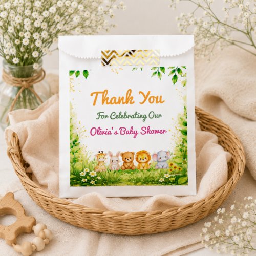 Cute Greenery Wild One Safari Animals Baby Shower Favor Bag