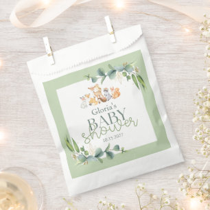Cute Greenery Woodland Animals Baby Shower Favor Bag