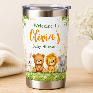 Cute Greenery Woodland Animals Baby Shower Insulated Tumbler