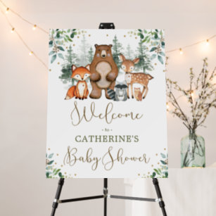 Cute Greenery Woodland Animals Baby Shower Welcome Foam Board