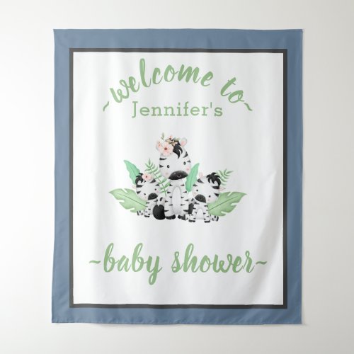  Cute Greenery Woodland Forest Animals Baby Shower Tapestry