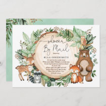 Cute Greenery Woodland Forest Baby Shower By Mail Invitation