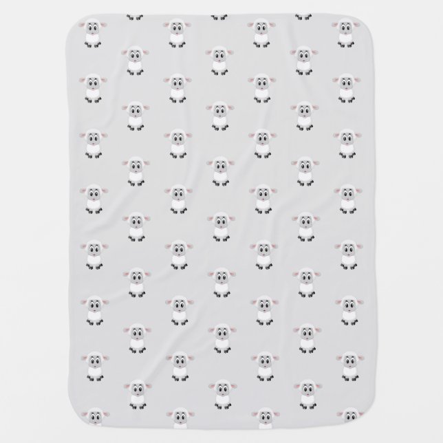 Cute Grey and Pink Baby Lambs Baby Blanket (Front)