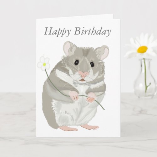 Cute Grey and White Hamster Card