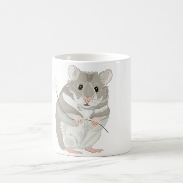 Cute Grey and White Hamster  Coffee Mug (Center)