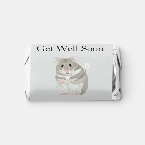 Cute Grey and White Hamster Editable Get Well Soon Hersheys Miniatures