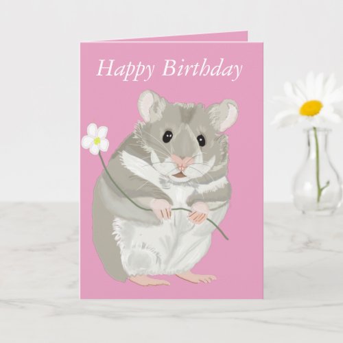 Cute Grey and White Hamster with Card