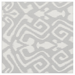Cute grey and white ikat tribal patterns fabric