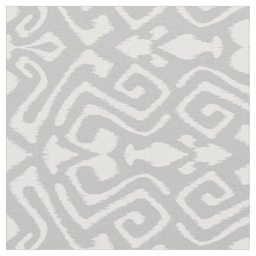 Cute grey and white ikat tribal patterns fabric