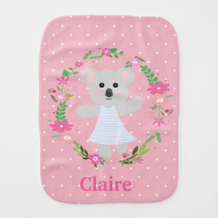 Cute Grey Baby Koala Bear for newborn baby Girl Burp Cloth