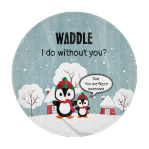 Cute Grey Baby Penguin In Winter Snow Cutting Board