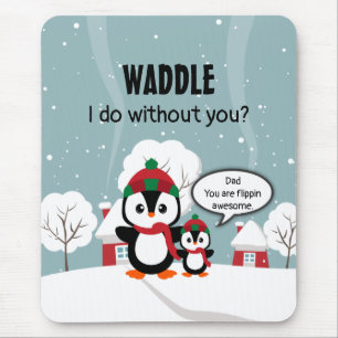 Cute Grey Baby Penguin In Winter Snow Mouse Pad