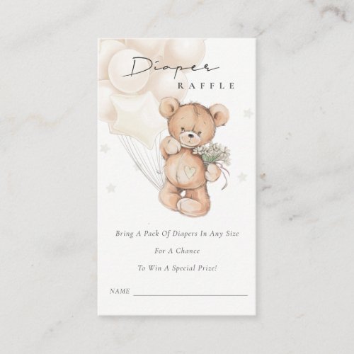 Cute Grey Bear Balloon Diaper Raffle Baby Shower