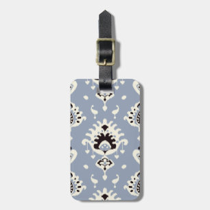 Cute grey beige ikat tribal patterns luggage tag