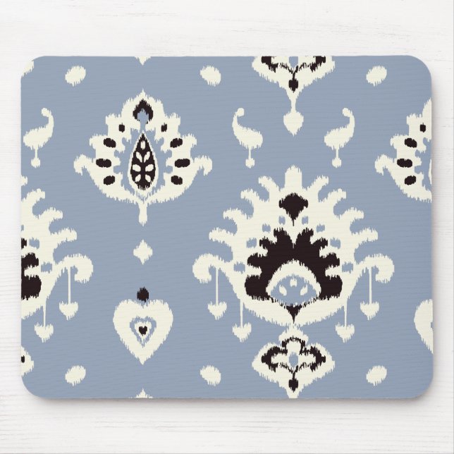 Cute grey beige ikat tribal patterns mouse pad (Front)