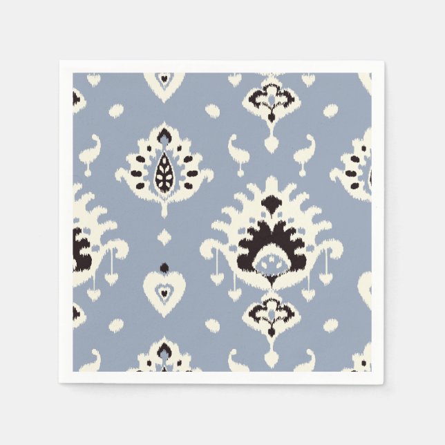 Cute grey beige ikat tribal patterns napkins (Front)