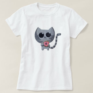 Cute Grey Cat and Donut T-Shirt