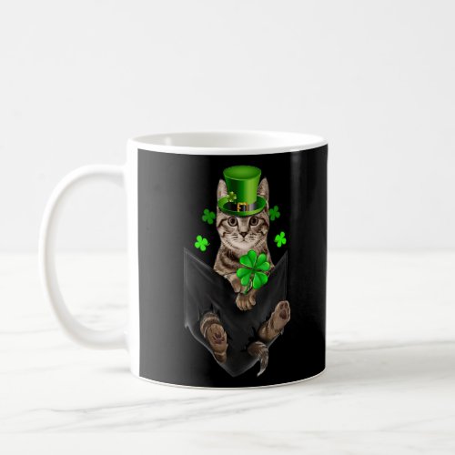 Cute Grey Cat Leprechaun in Pocket St  Patricks D Coffee Mug