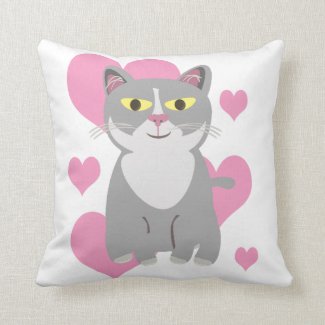 Cute Grey Cat Love Cartoon Fun Pet Design