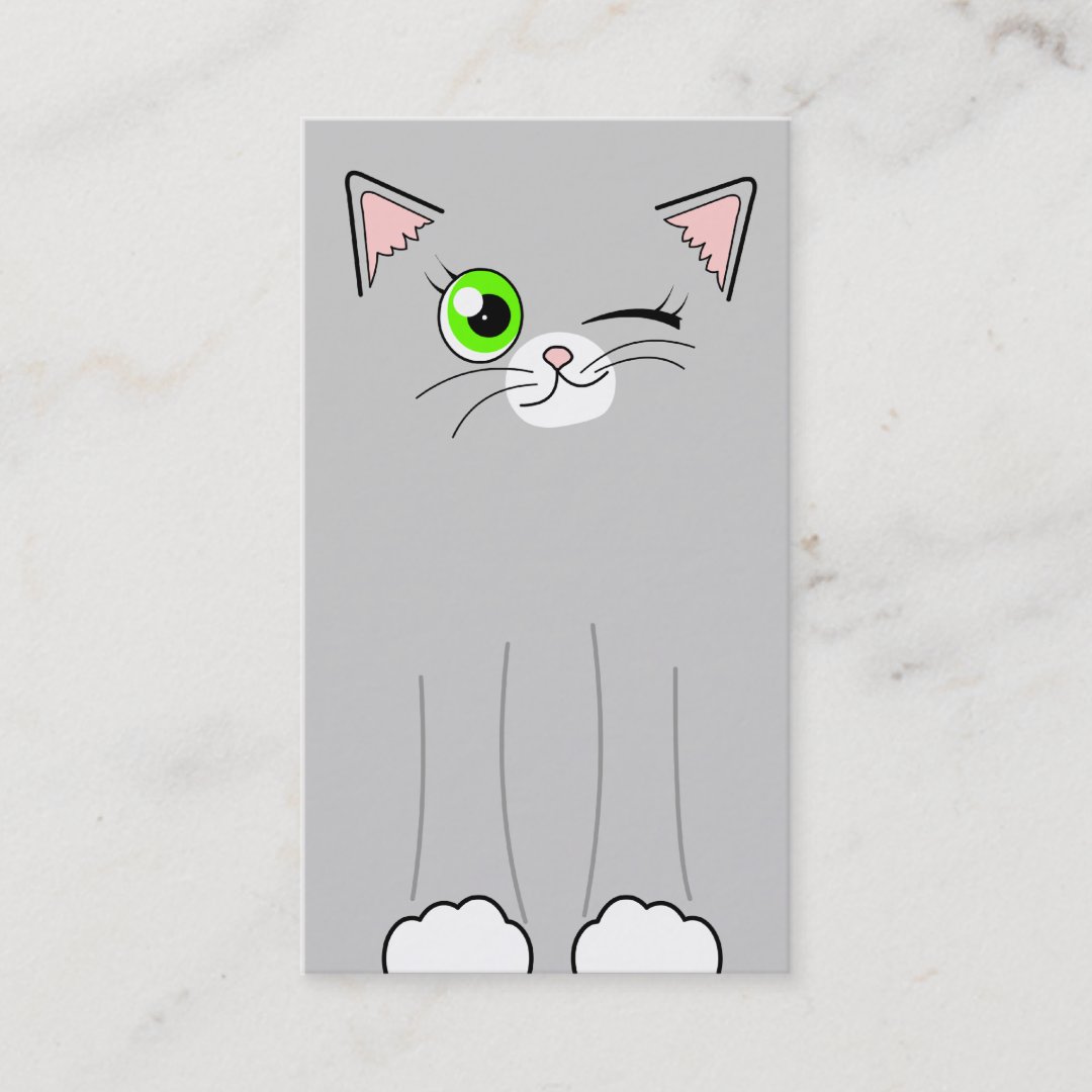 Cute Grey Cat Pet Sitting Services Business Cards Zazzle