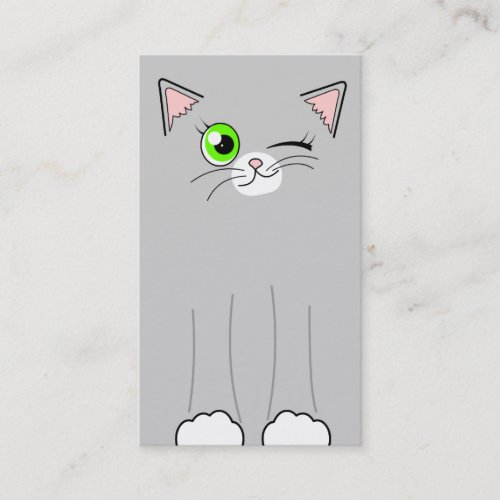 Cute Grey Cat Pet Sitting Services Business Cards