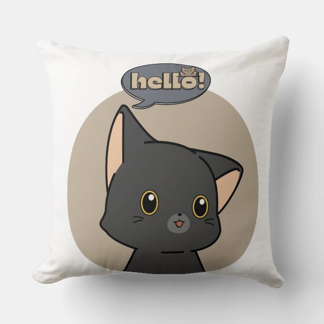 Cute Grey Cat Pillow (Front)