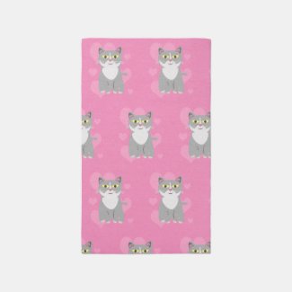 Cute Grey Cat Sweet Cartoon Pet Art Pattern