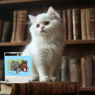 Cute Grey Cat Teddy Bear Funny Blue Scented Candle