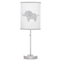 Cute Grey Chevron Elephant Nursery Table Lamp